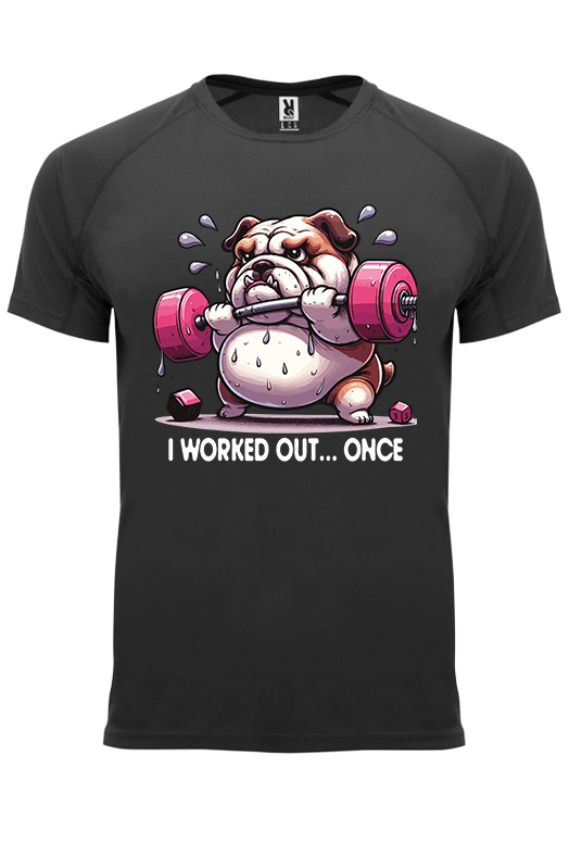 Koszulka sportowa I WORKED OUT… ONCE - obrazek 2