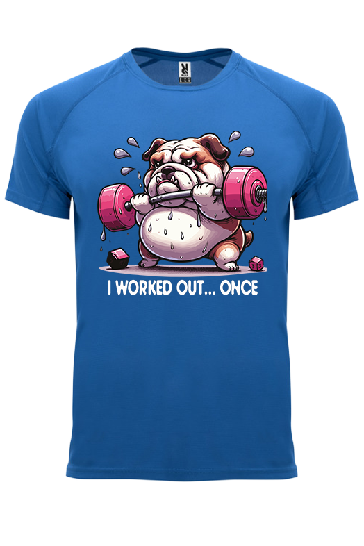 Koszulka sportowa I WORKED OUT… ONCE - obrazek 4